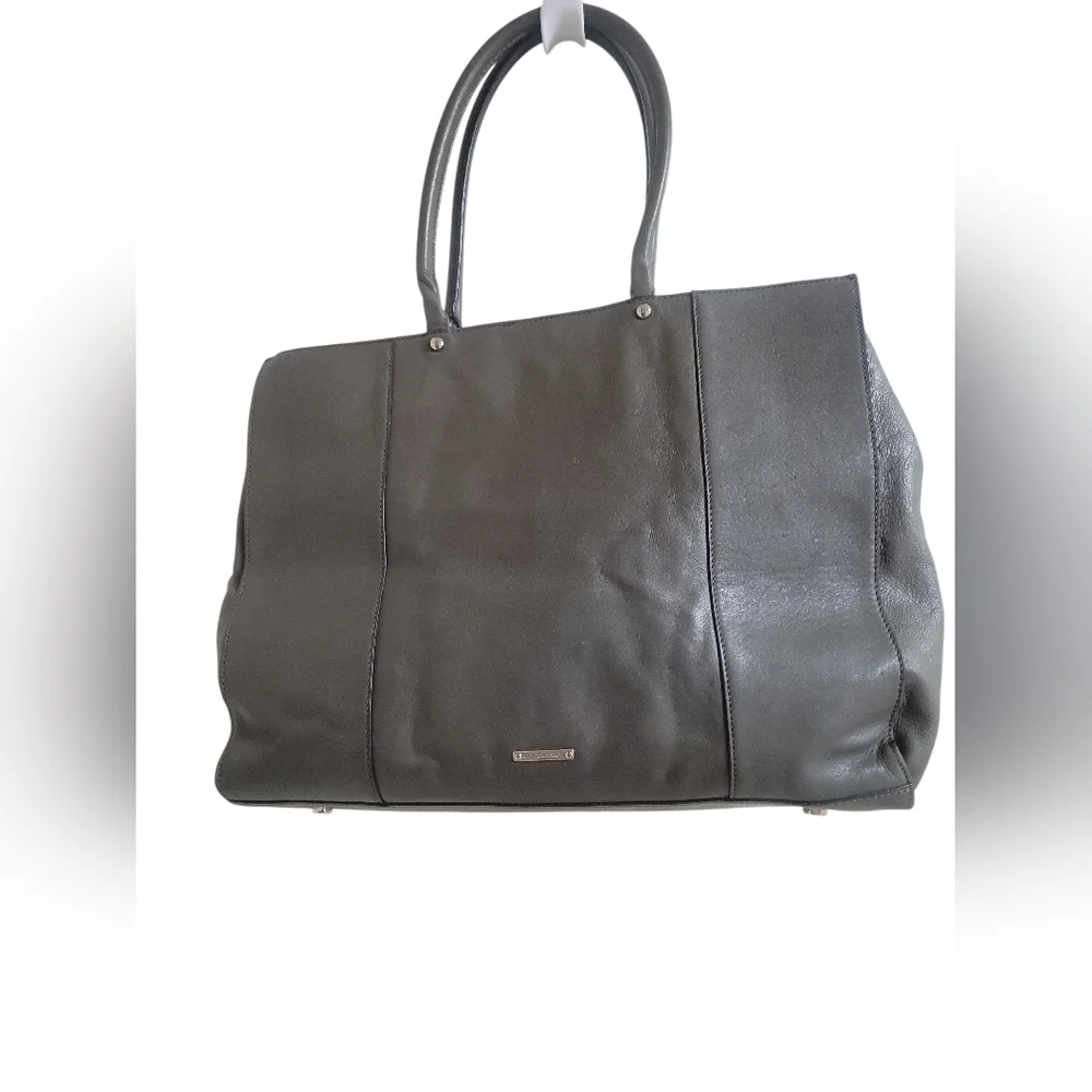 Rebecca Minkoff Large Saffiano Leather Silvertone Hardware Forest Green Tote Bag - Picture 3 of 10